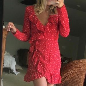 Alexandra Red Star wrap ruffle dress